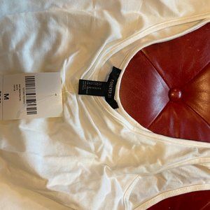 NEVER WORN White Bodysuit Tank Ruched Forever 21